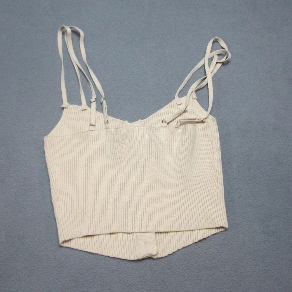 Lush Shirt Womens Small Taupe Ribbed Button Front Cami Crop Knit LT17110-FCI